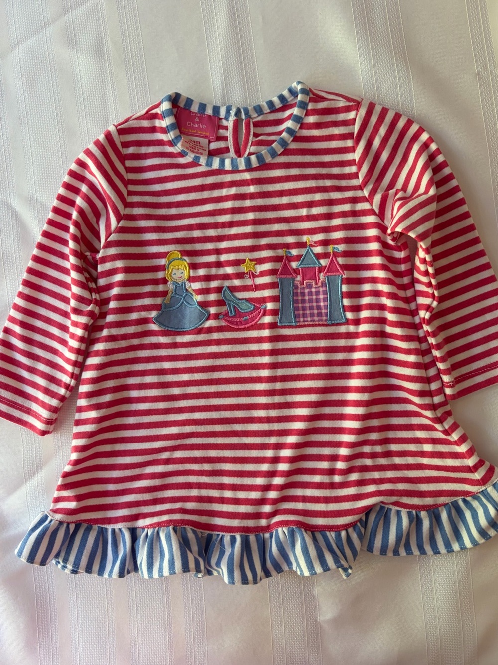 Claire and Charlie Cinderella Disney Embroidered Appliqué Tunic Dress Top